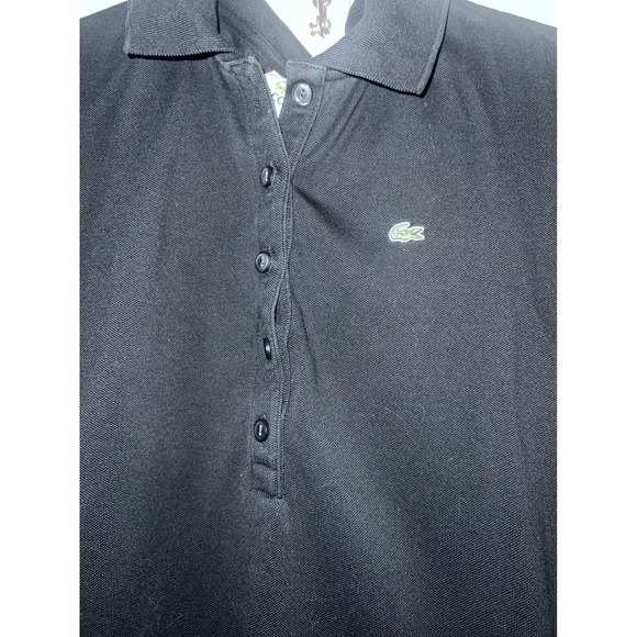 Lacoste Polo Shirt Classic Fit Button Up Short Sleeve Top Black sz 46 - Picture 6 of 6